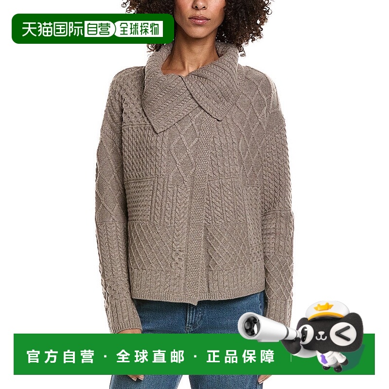 自营InCashmere Mix Cable Stitch Overlap Wool-Blend Cardigan