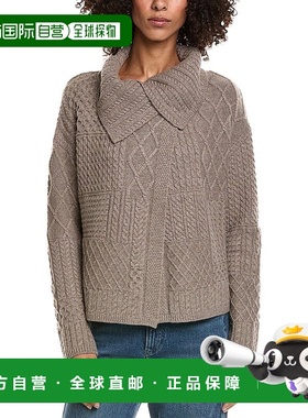 自营InCashmere Mix Cable Stitch Overlap Wool-Blend Cardigan