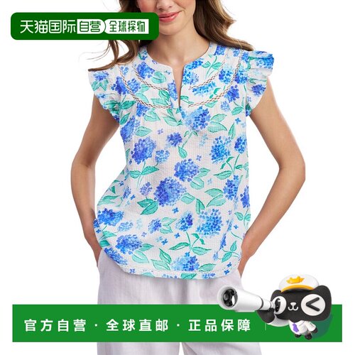 自营roller rabbit滚轮兔艾默生绣球上衣-蓝色 美国奥莱直发