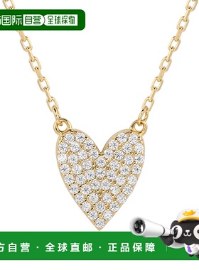 自营 Suzy Levian 白色方晶锆石金色纯银心形项链 - 白色 美国奥