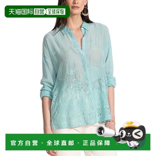 自营 johnny was约翰尼苗条奥黛丽纽扣衬衫-蓝色 美国奥莱直发