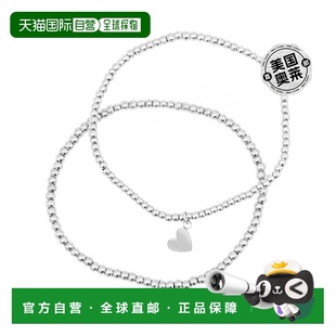 adornia镀银弹力手链套装，配迷你水晶字母 - silver-e 【美国奥