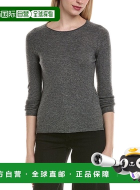 自营sofiacashmere圆领羊毛和羊绒混纺毛衣-灰色 美国奥莱直发