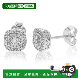自营 vir jewels1/4 克拉圆形切割实验室培育钻石耳钉方形 .925