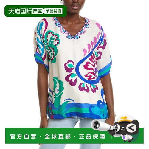 自营Johnny Was Slater Silk-Blend Tunic - white 美国奥莱直发