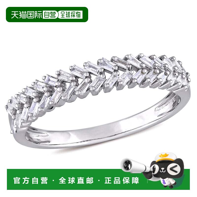自营mimi & maxMimi&Max 1/3ct TW锥形长方形钻石戒指14k白金-白