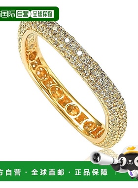 自营 Suzy Levian 金色纯银方晶锆石现代密钉方形永恒戒指 - 黄色