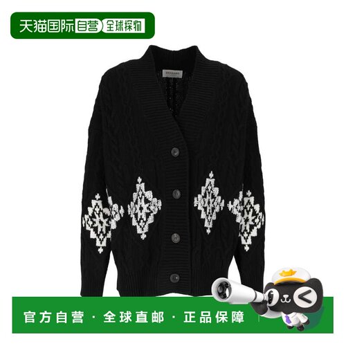 自营ermanno scervino开衫线织粗体开衫-黑色 美国奥莱直发