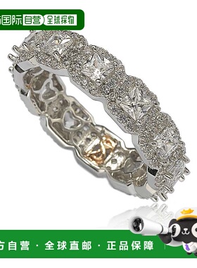 自营 Suzy Levian 纯银立方氧化锆白色公主方形切割永恒戒指 - 白