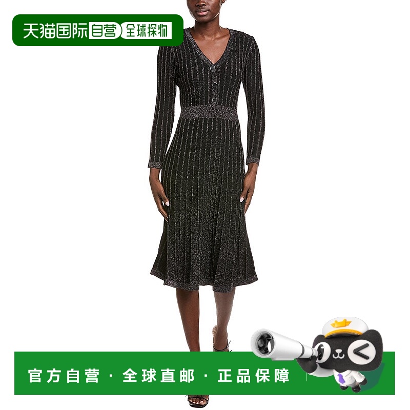 自营Nicole Miller Metallic Sweaterdress - black 美国奥莱直发