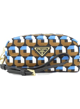 自营Prada blue  Tessuto Pouch (Pre-Owned) - blue, brown, whi