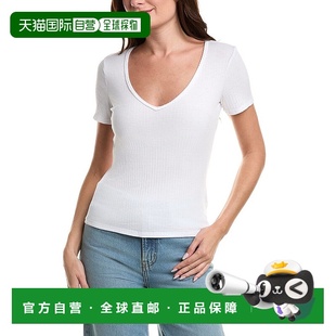 白色 T花瓣V领罗纹T恤 美国奥莱直发 Social 自营Project