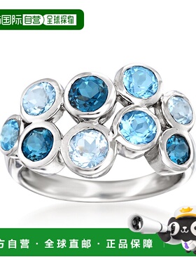 自营Ross-Simons 925 银蓝色托帕石气泡戒指 - 蓝色 美国奥莱直发