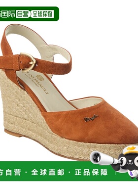 自营 Bruno Magli Mares 绒面革坡跟凉鞋 - 橙色 美国奥莱直发