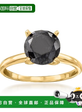 自营 Ross-Simons 14 克拉黄金黑钻单石戒指 - 白色 美国奥莱直发