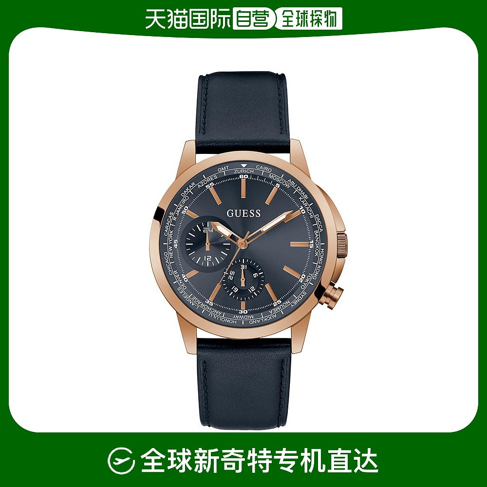 美国直邮GUESS 通用玫瑰休闲手表表带玫瑰金运动金色
