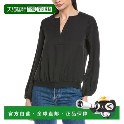 自营Vince Camuto Half Placket Blouse - black 美国奥莱直发