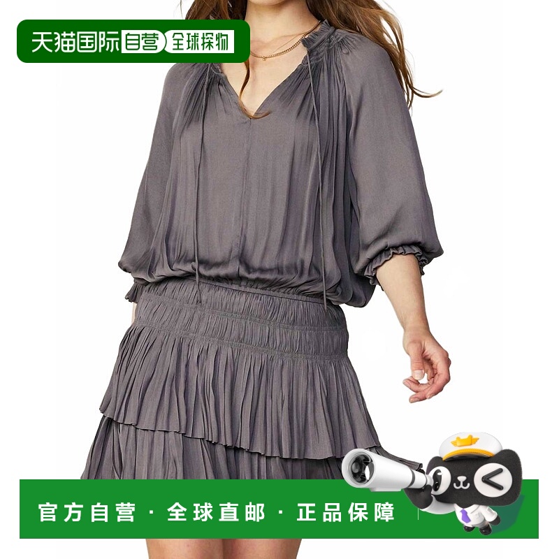自营current airAurelie Pleated Mini Dress In Taupe - taupe