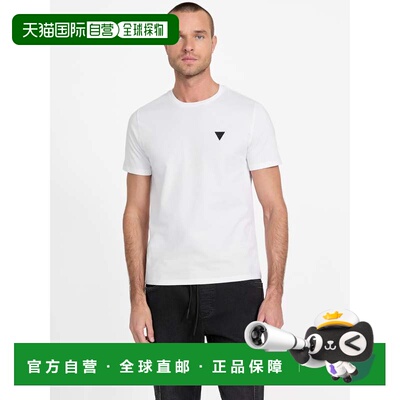自营 guess生态Stephano冷却圆领T恤-纯白色 美国奥莱直发男装