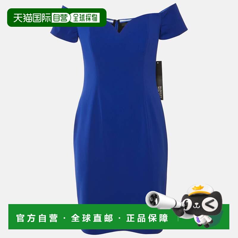 自营Badgley Mischka Blue Crepe Off Shoulder Mini Dress - blu