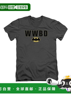 自营 gildan蝙蝠侠 WWBD 徽标短袖成人 V 领 T 恤 - 炭灰色 美国