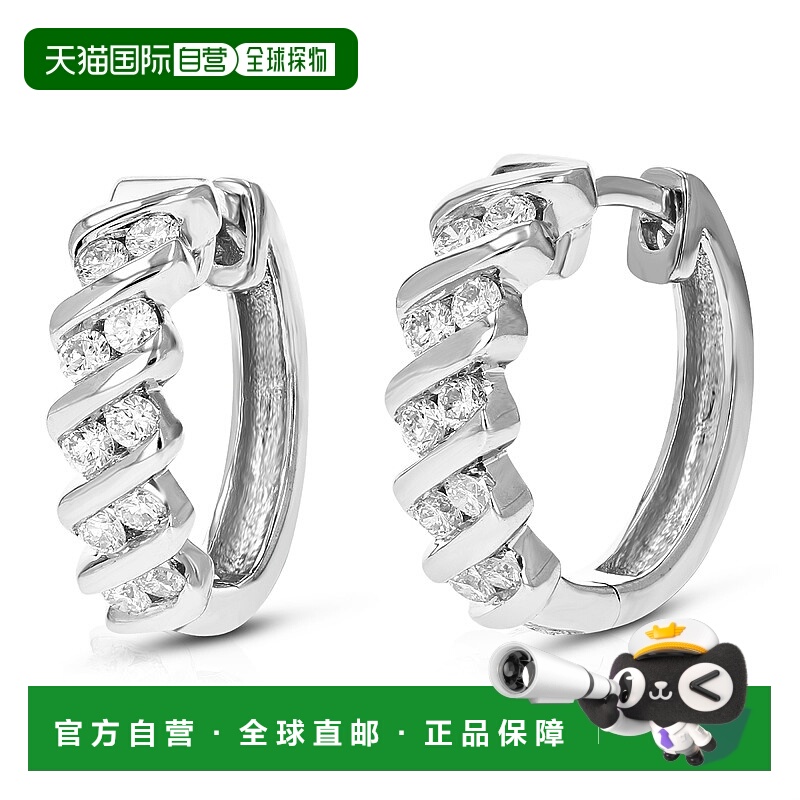 自营 vir jewels1/2 克拉圆形切割实验室培育钻石圈形耳环，采用