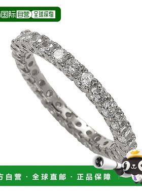 自营 Suzy Levian 纯银方晶锆石密钉 U 形镶嵌永恒戒指 - 白色 美