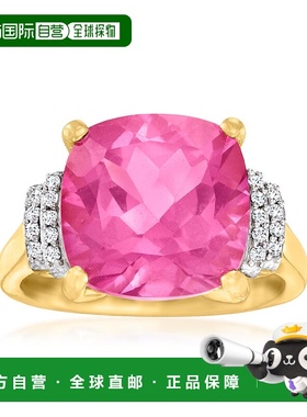 自营 Ross-Simons 18kt 金镶钻粉色托帕石戒指 - 粉红色 美国奥莱