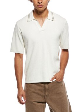 自营rag & bone Zuma Toweling Rib Johnny Polo Shirt - ivory