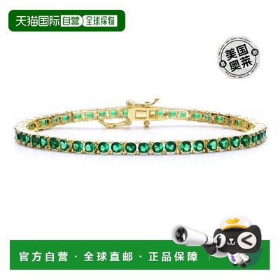 GENEVIVE 纯银方晶锆石网球手链 - 祖母绿 【美国奥莱】直发