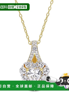 自营 mimi & max2 7/8 CT TGW 创造白色蓝宝石光环心形吊坠带链镀