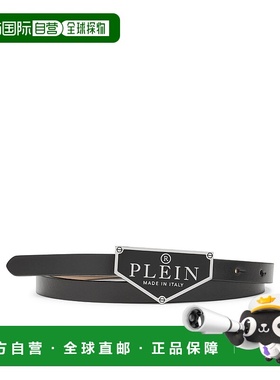 自营philipp pleinLeather Belt Iconic Plein - black/nickel 美