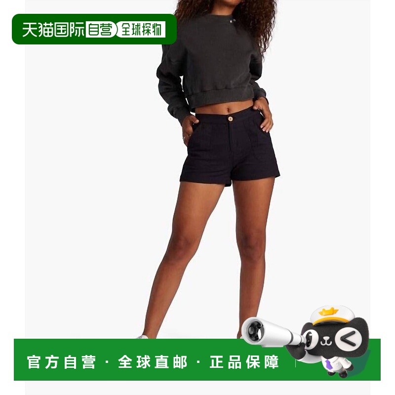 自营roxy海滨沙滩短裤真黑-真黑 美国奥莱直发