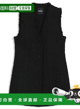 自营bossSleeveless regular-fit blazer in velvet tweed - patt