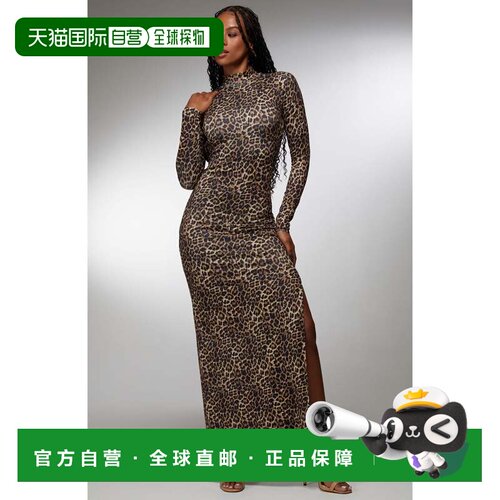 自营Bebe X Ciara Open Back Chain Maxi Dress - brown multi 美