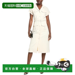 Down Belted Midi 自营 white Button Dress 美国奥莱直 Gracia