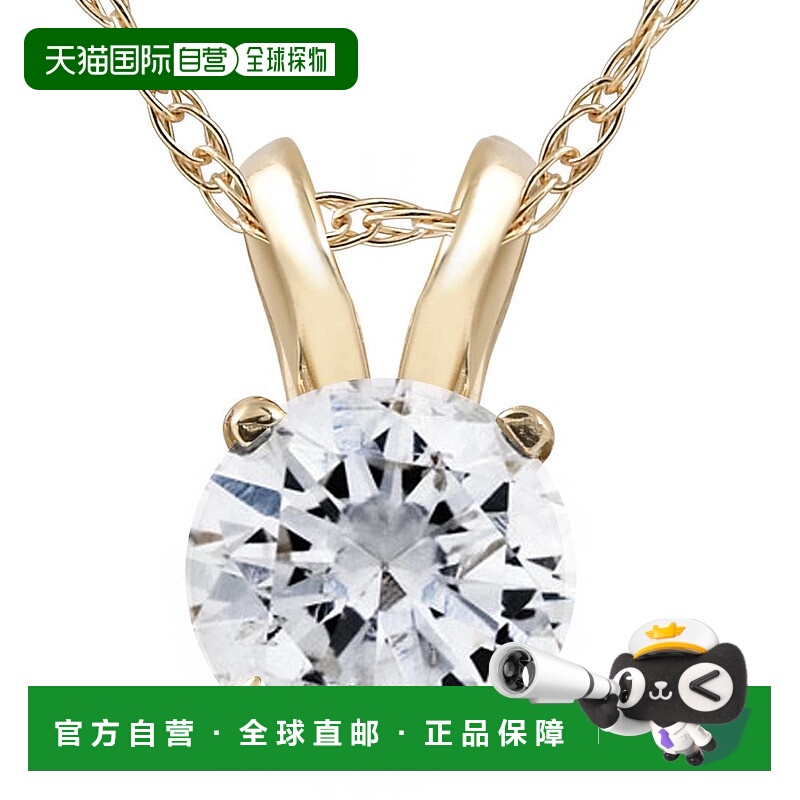 自营pompeii3VS 1 1/2 克拉实验室生长黄金项链认证钻石单石吊坠