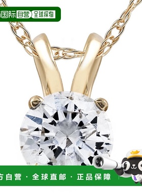 自营pompeii3VS 1 1/2 克拉实验室生长黄金项链认证钻石单石吊坠