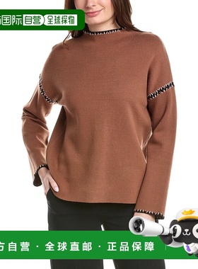 自营T Tahari Novelty Embroidery Stitch Pullover - brown 美国