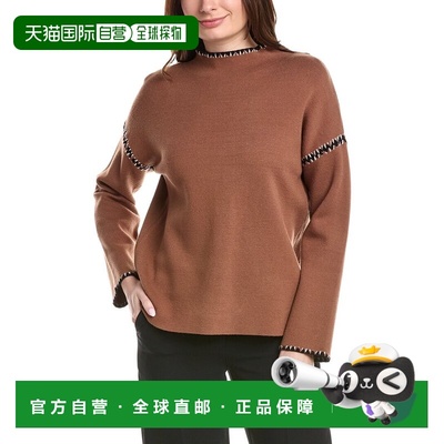 自营T Tahari Novelty Embroidery Stitch Pullover - brown 美国