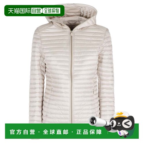 自营save the duck米色Alexa连帽绗缝涤纶羽绒服-白色 美国奥莱直