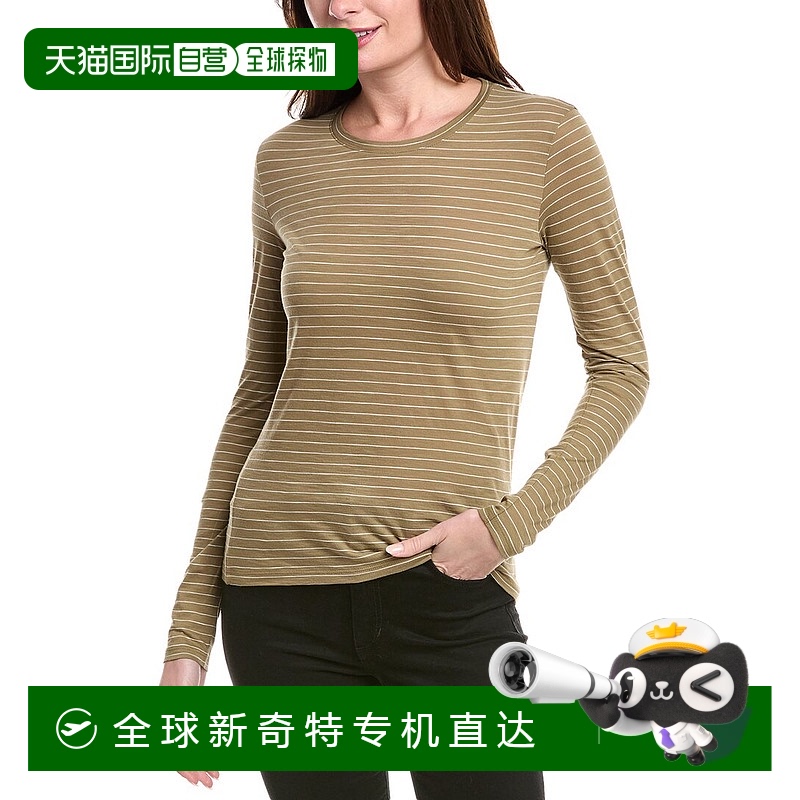 自营 Vince Essential 条纹 T 恤 - 绿色 女装上衣美国直发奥莱