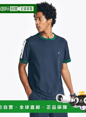 自营 Nautica 男式 Navtech 可持续工艺圆领 T 恤 - 海军蓝 美国
