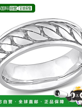 自营 925 纯银 Mimi & Max 罗纹设计男士戒指 - 白色 美国奥莱直