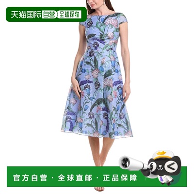 自营Adrianna Papell Floral Jacquard Midi Dress - blue 美国奥