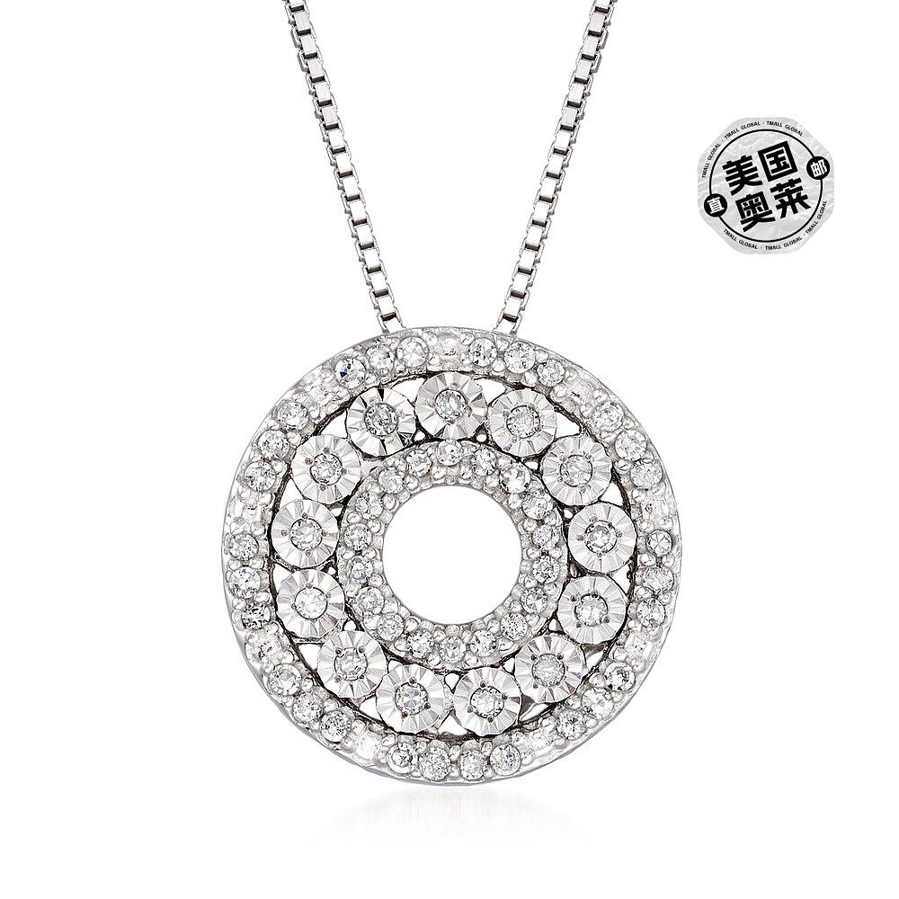 925 纯银 ross-simons 钻石开环吊坠项链 - 20 英寸 【美国奥莱】