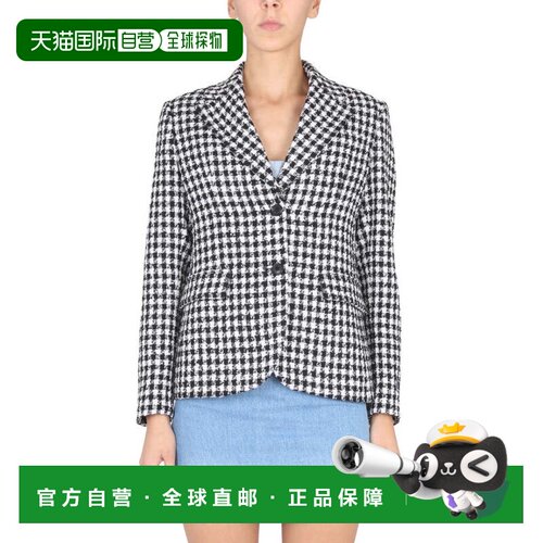 自营versaceHoundstooth Tweed Jacket With Notched Lapels - gr