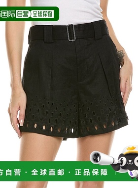 自营 A.L.C.卡利亚麻短裤-黑色 美国奥莱直发