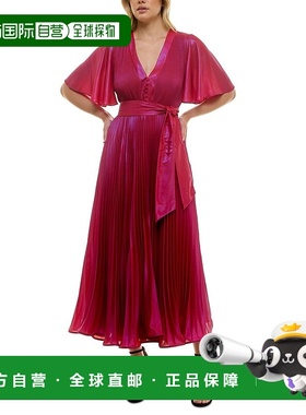 自营 Taylor Midi连衣裙女式红色闪日褶皱飘逸袖FTS1431-红色 美