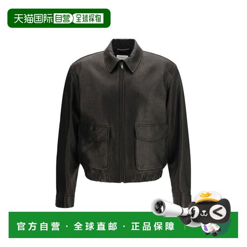 自营Saint Laurent Leather Men's Jacket - black 美国奥莱直发
